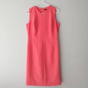 White House Black Market Sleeveless Sheath Dress V-Neck Coral Pink V-Neck Sz 12